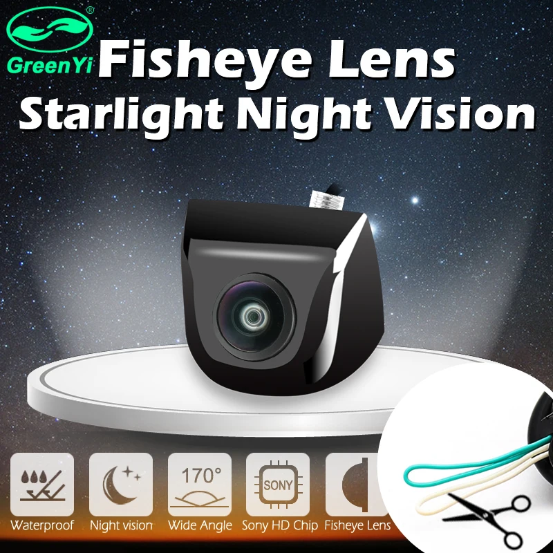 

GreenYi Starlight Night Vision 170 Degree Fish Eye Lens Vehicle Rear / Front View Camera low-light level 15m visible Car Camera