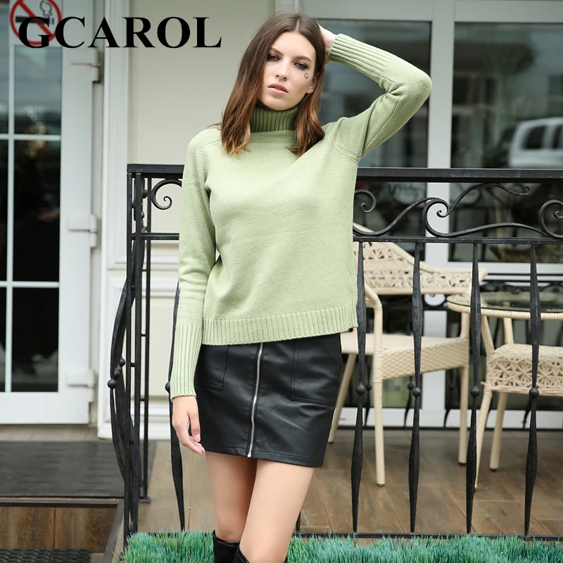 Best GCAROL New Arrival Fall Winter Thick Women Turtleneck Sweater Stretch High Street Knit Pullover Basic Render Tops Knitwear