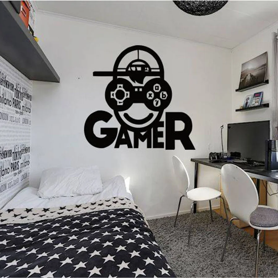 

Gamer Wall Decal Video Game Loading Controller Games Sticker Customized For Bedroom Vinyl Wall Art Decals House Decor S122