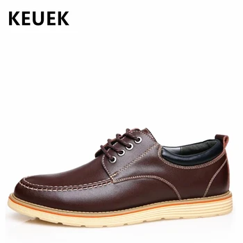 

New Arrival Men Casual leather shoes British style Lace-Up Male Flats Genuine leather Comfortable Business shoes 033