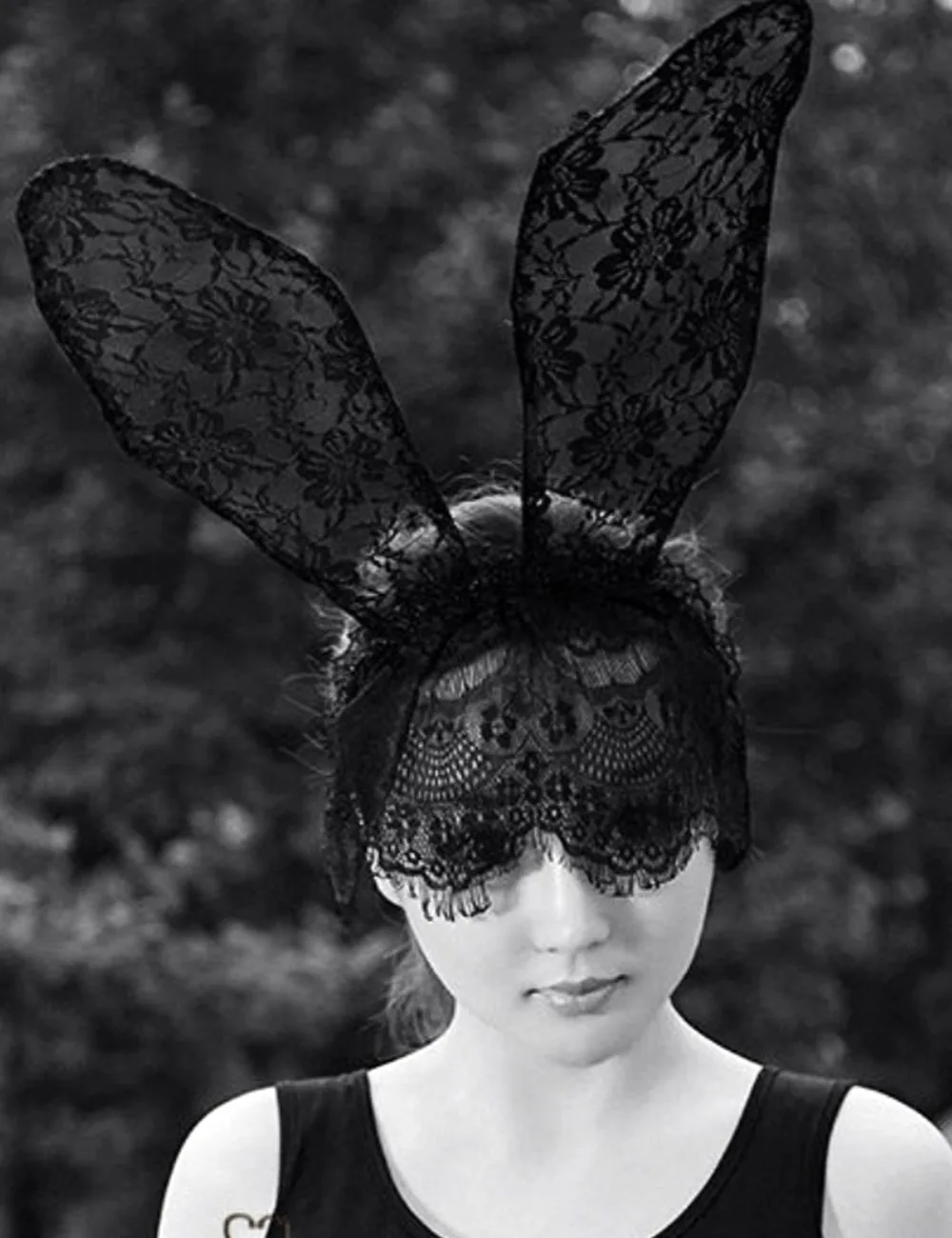 fashion women girl hair bands lace rabbit bunny ears veil black eye mask halloween party headwear - Black Eye Mask Halloween fashion women girl hair bands lace rabbit bunny ears veil black eye mask halloween party headwear - Black Eye Mask Halloween