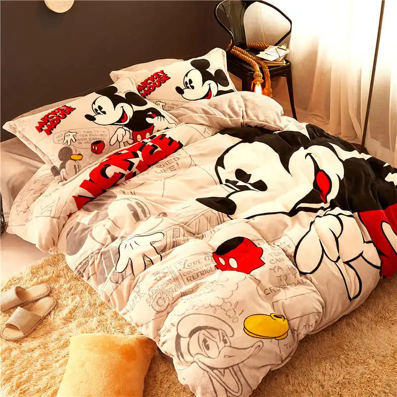 Disney Mickey Mouse Flannel Fleece Comforter Bedding Set - Queen Size Quilt Cover, Twin Kids 3D Full Bed Linen - Soft Coverlet for Girls image 2