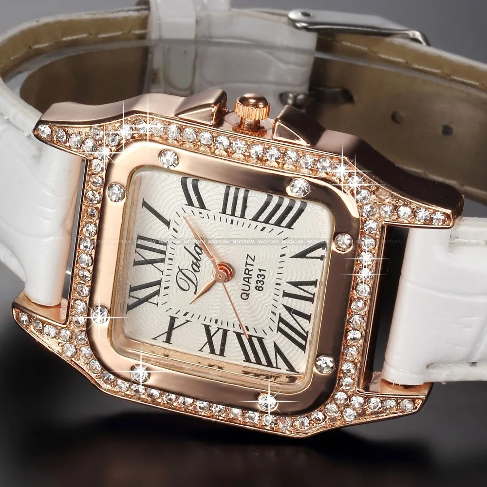 Buy Rose Gold Watch Female Clock Quartz White Leather