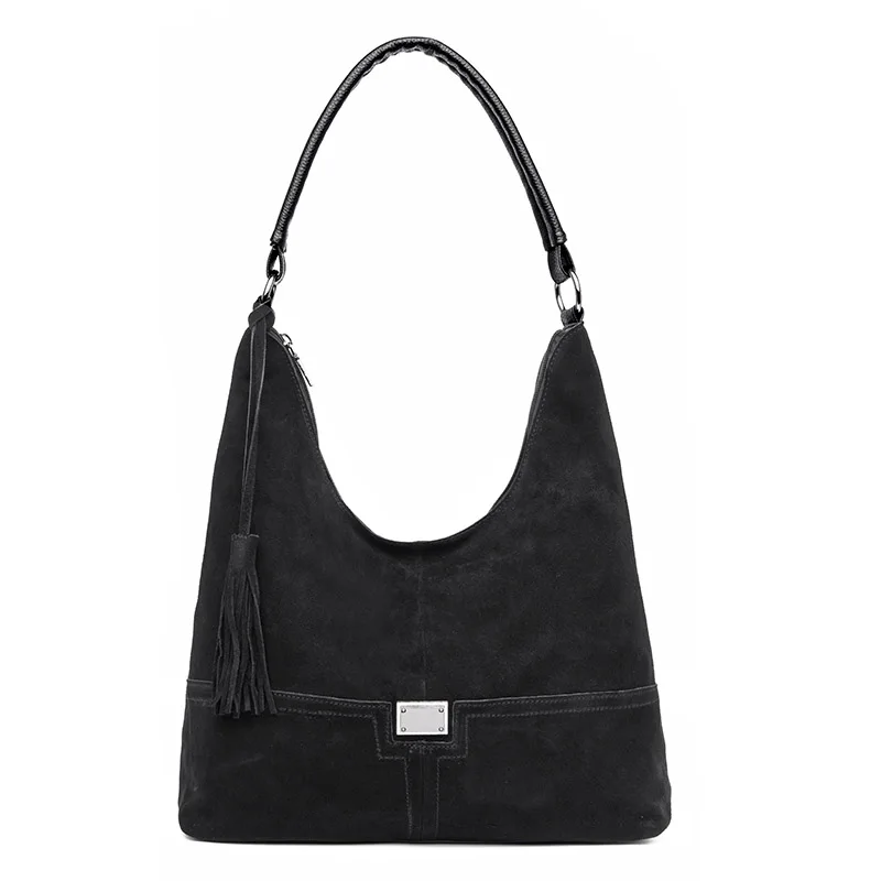 Кожаные сумки, женские сумки, дизайнерские женские сумки из замши и искусственной кожи, сумка через плечо, женская сумка-тоут, женские сумки с верхней ручкой - Цвет: Black