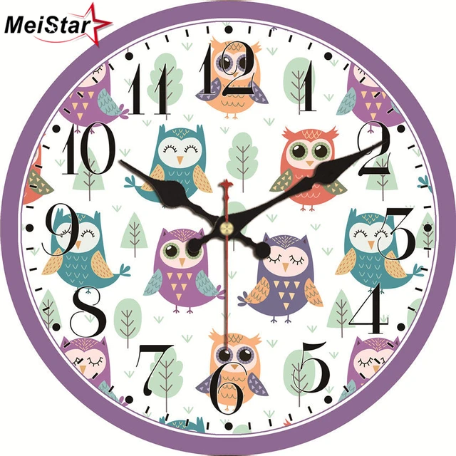 Meistar Vintage Clocks Cartoon Owl Design Silent Living Room Home Meistar Vintage Clocks Cartoon Owl Design Silent Living Room Home Decor For Children S Study Wall