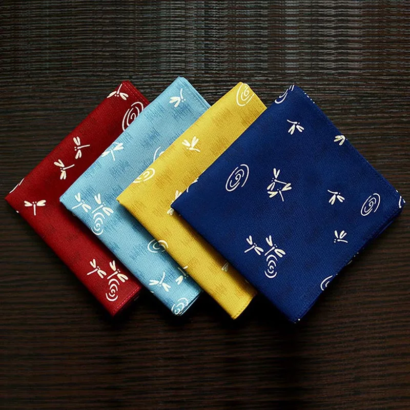 

Japan Style Thick Cotton Handkerchief for Men Women Multi-use Big Square Pocket Mocket Dragonfly Pattern Good Quality Kerchiefs
