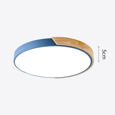Ультра-тонкий 5 см круглый деревянный светодиодный потолочный светильник Macaron цветной потолочный светильник для гостиной столовой кухни осветительные приборы - Цвет корпуса: Blue