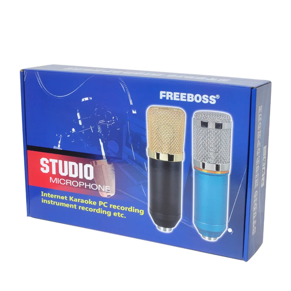 FREEBOSS BM-800 комплект проводной конденсаторный звук микрофон с подставкой+ металлический амортизатор+ Ветровое стекло для ПК запись/хор/вещания