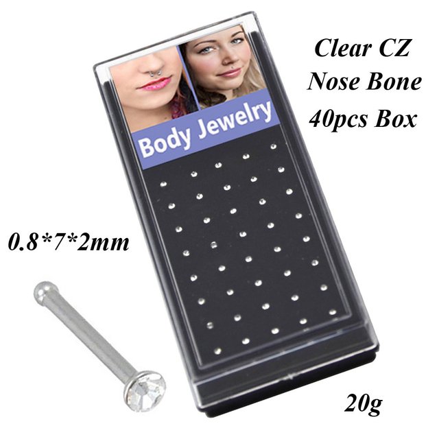 Stainless Steel Crystal Nose Ring Set Women Surgical Steel Nose Piercing Set ear bone needle Studs Body Jewelry
