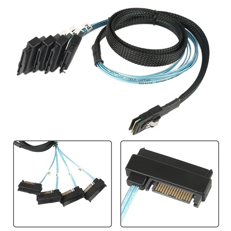 

Centechia 100cm 6G Transfer rate Mini SAS 36p SFF-8087 to (6) SFF-8482 Connectors with SATA Power Cable