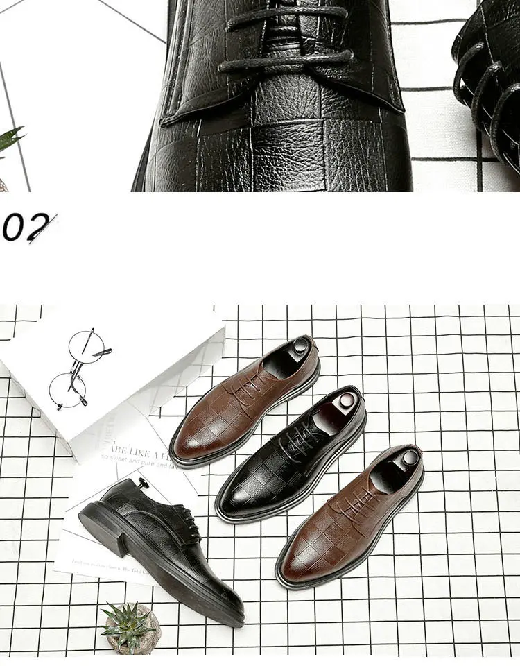 Новые весенние мужские кожаные туфли с острым носком Модные Повседневные Дышащие черные туфли на шнуровке мужские офисные Свадебные брендовые модельные туфли B154
