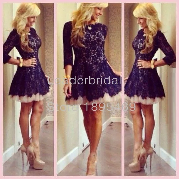 purple lace cocktail dress