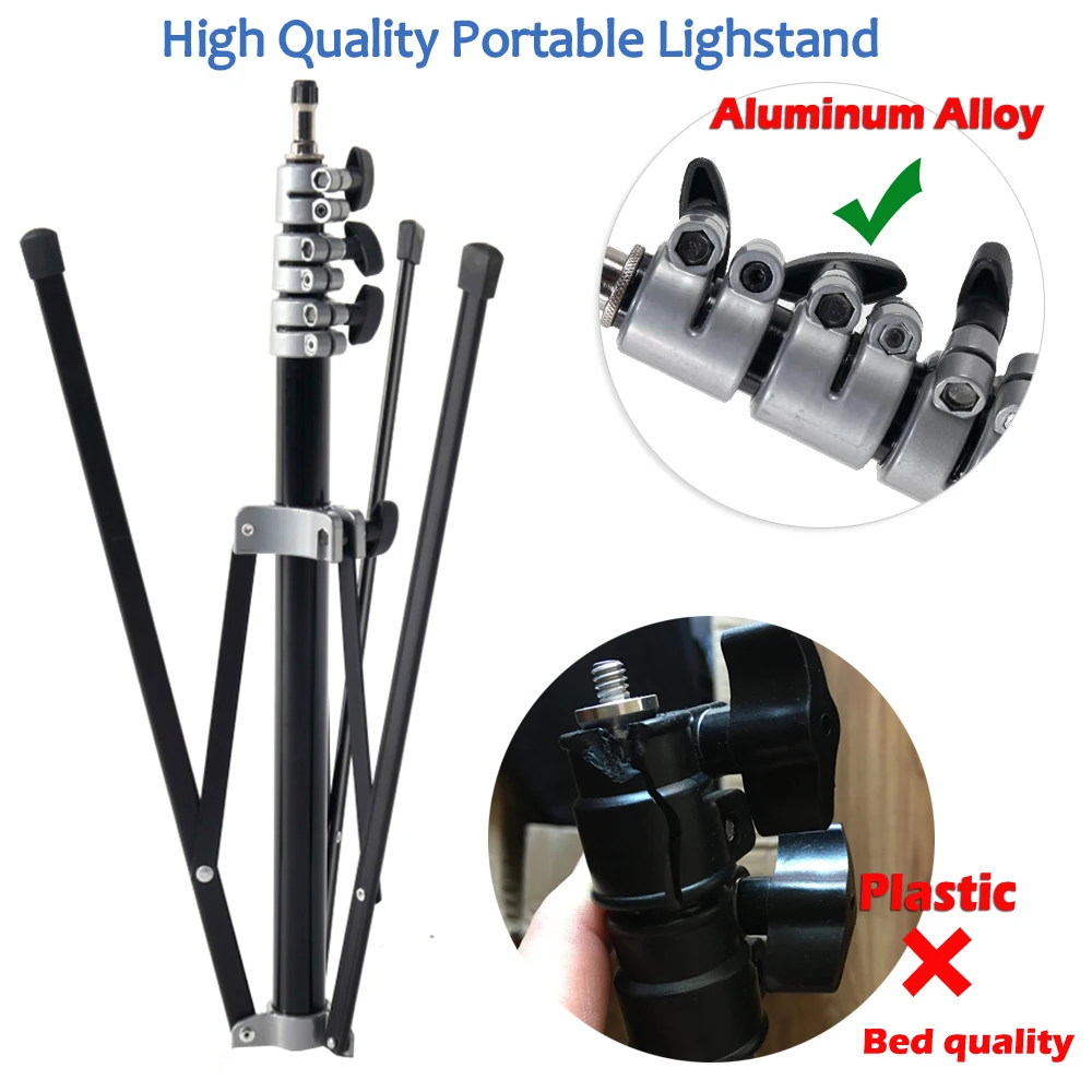  ASHANKS 7Ft/210CM Light Stand Photography Foldable Tripod E27 Lamp Holder for Photo Video Studio Li