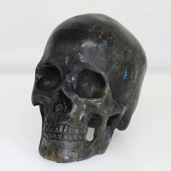 

3.9" 699g LABRADORITE JASPER Carved Crystal Skull Crystal Realistic Healing Furnishing Articles Figurine AT07