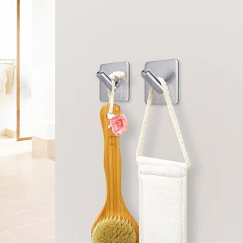 

Self Adhesive Stainless Steel Towel Hanger Robe Hats Bag Key Door Wall Hooks for Kitchen Bathroom