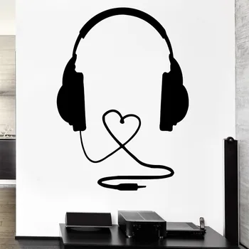 

Wall Decal Headphones Music Cool Decor Rock Pop Song For Bedroom