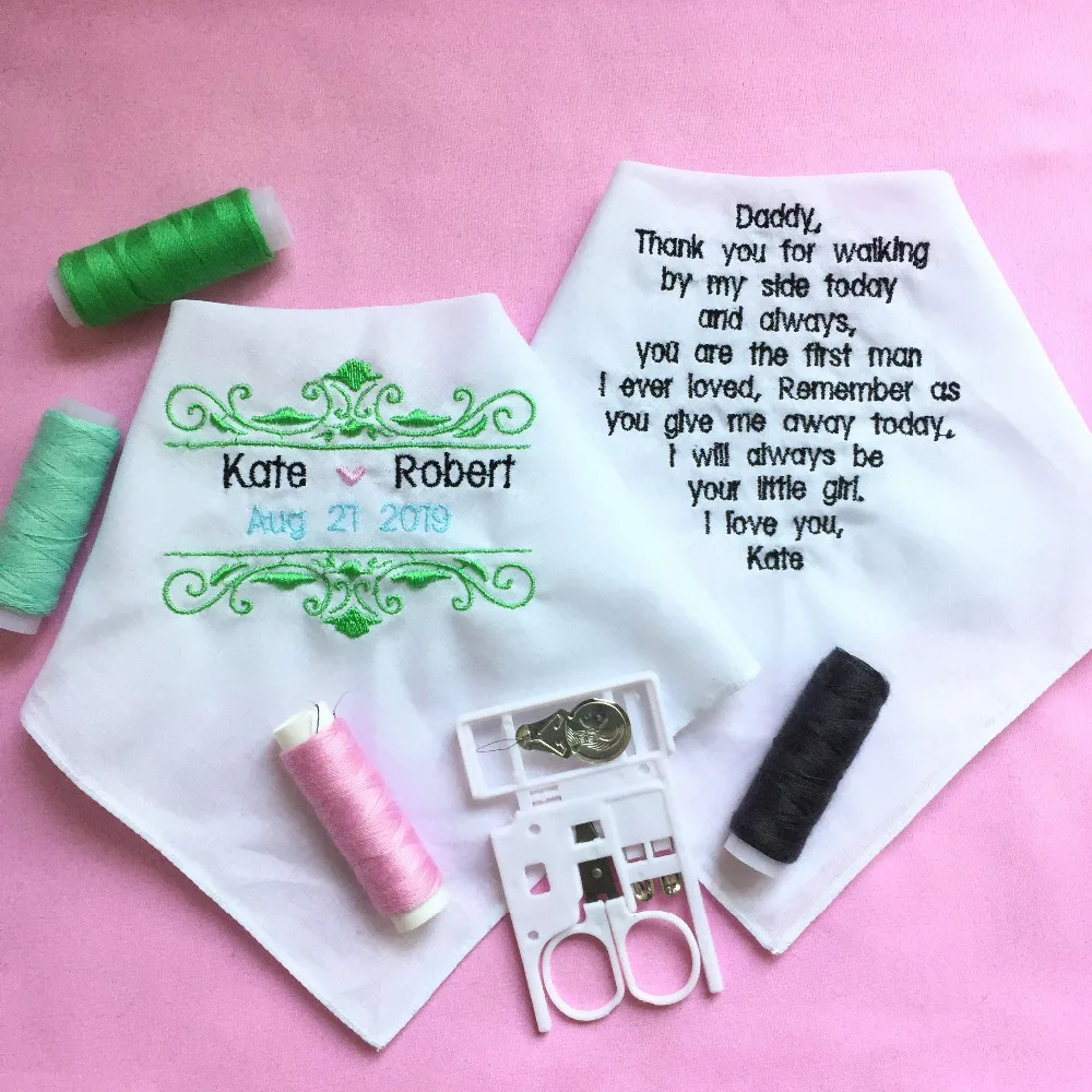

1 Set Custom Wedding Handkerchiefs for Father of the Bride, Embroidered Wedding Hankie for Bride Father