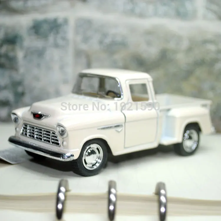 YJ KT 1/32 Scale, игрушки для автомобиля с оттягиванием, США 1955, Chevy Stepside, пикап, литая металлическая модель автомобиля, игрушка для подарка/коллекции/детей