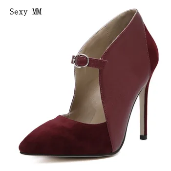 

High Quality Unique Women Shoes Stiletto T-Strap Pumps Ladies High Heels Woman High heel Shoes Kitten Heels Plus Size 35-40