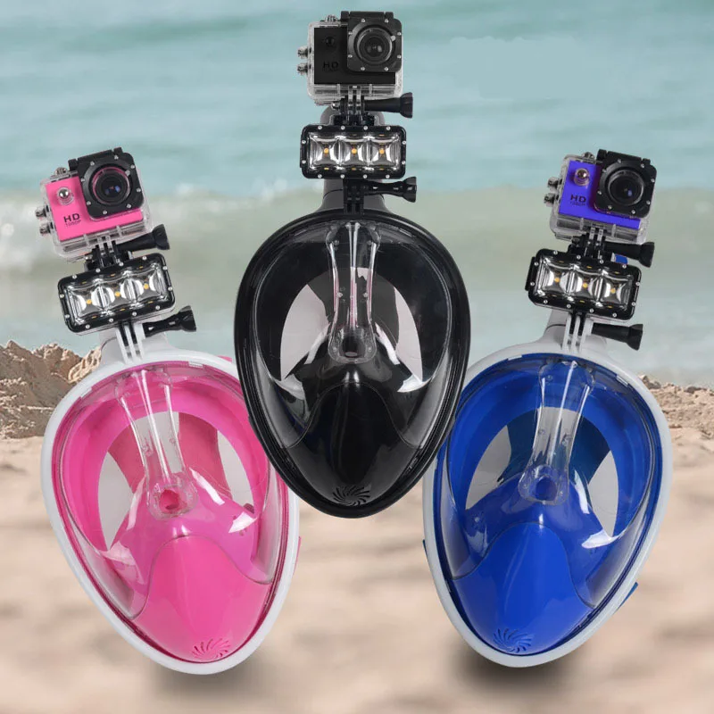 

New Full Face Diving Mask Underwater Anti Fog Scuba Snorkeling Mask Swimming with Anti-skid Ring Earplug for Gopro Camera