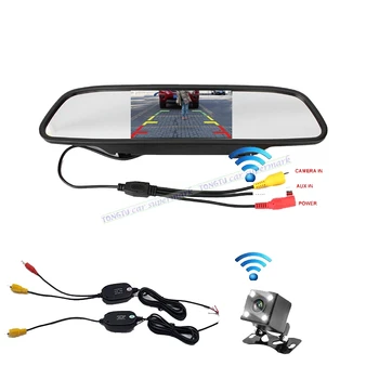 

3 in 1 Wireless Vehicle Rear View Camera Monitor Video System 4.3Inch Mirror Car Parking Monitor With Reverse Camera