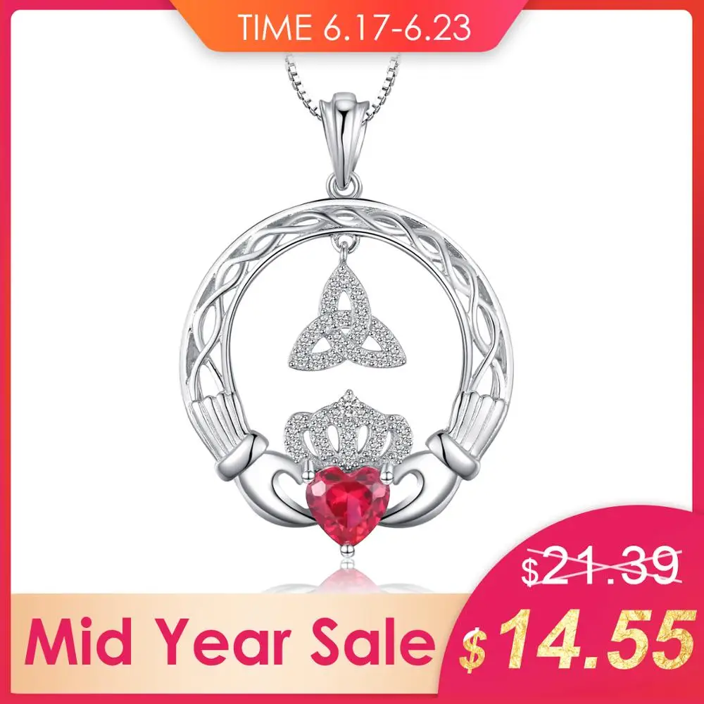 

JewelryPalace Pendant Women Necklace 925 Sterling Silver Dangle Trinity Knot Claddagh 1ct Created Ruby Not Include A Chain