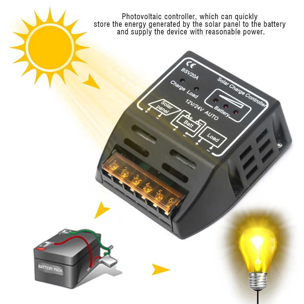 

10A 20A 12V 24V Solar Charge Controller Photovoltaic Controller Automatic Identification Battery Solar Regulator controlador