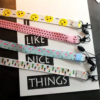 

10Pcs Smiley pattern Mobile Phone Strap Lanyards for keys ID Card Gym neck Straps USB badge holder DIY Hang Rope Lariat Lanyard