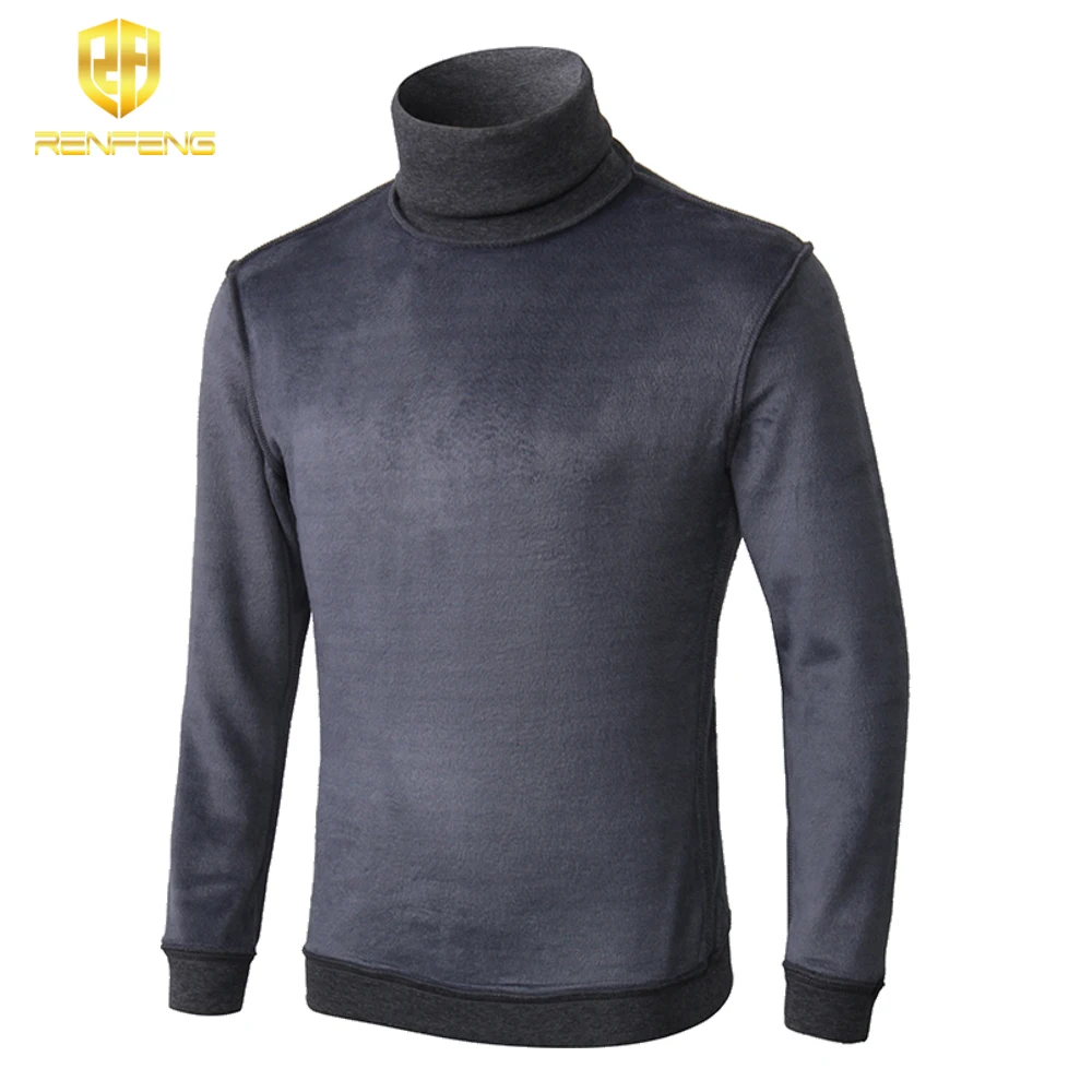 Brand Turtleneck Mens Winter Thermal Underwear Cotton Long Johns plus velvet thickening Tops High Neck Long Sleeve Undershirt (2)