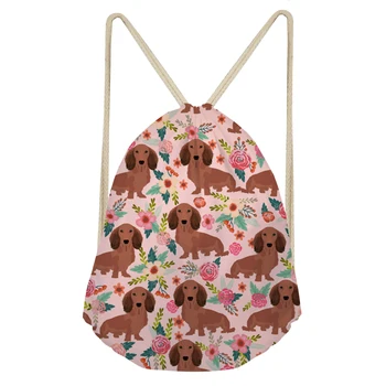 

FORUDESIGNS Drawstring Bag Dachshund Dog Printed String Sack Beach Women Travel Storage Package Teenagers Backpack Dropshipping
