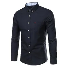 Хлопковая мужская рубашка с длинным рукавом Повседневная Простая рубашка многокодовая дополнительная Мужская рубашка с длинным рукавом