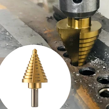 

1*4241 Drill 1/4-1-3/8'' Single Drill Bit Taper Drill Bit Set Hole Cutter Metric Titanium Coated Metal Hex Bits