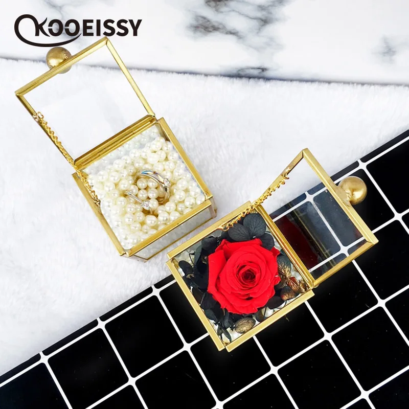 

Modern minimalist Geometric Terrarium Jewelry Box Multi Faceted Tabletop Wedding Ring Jewelry Decor Box High Quality