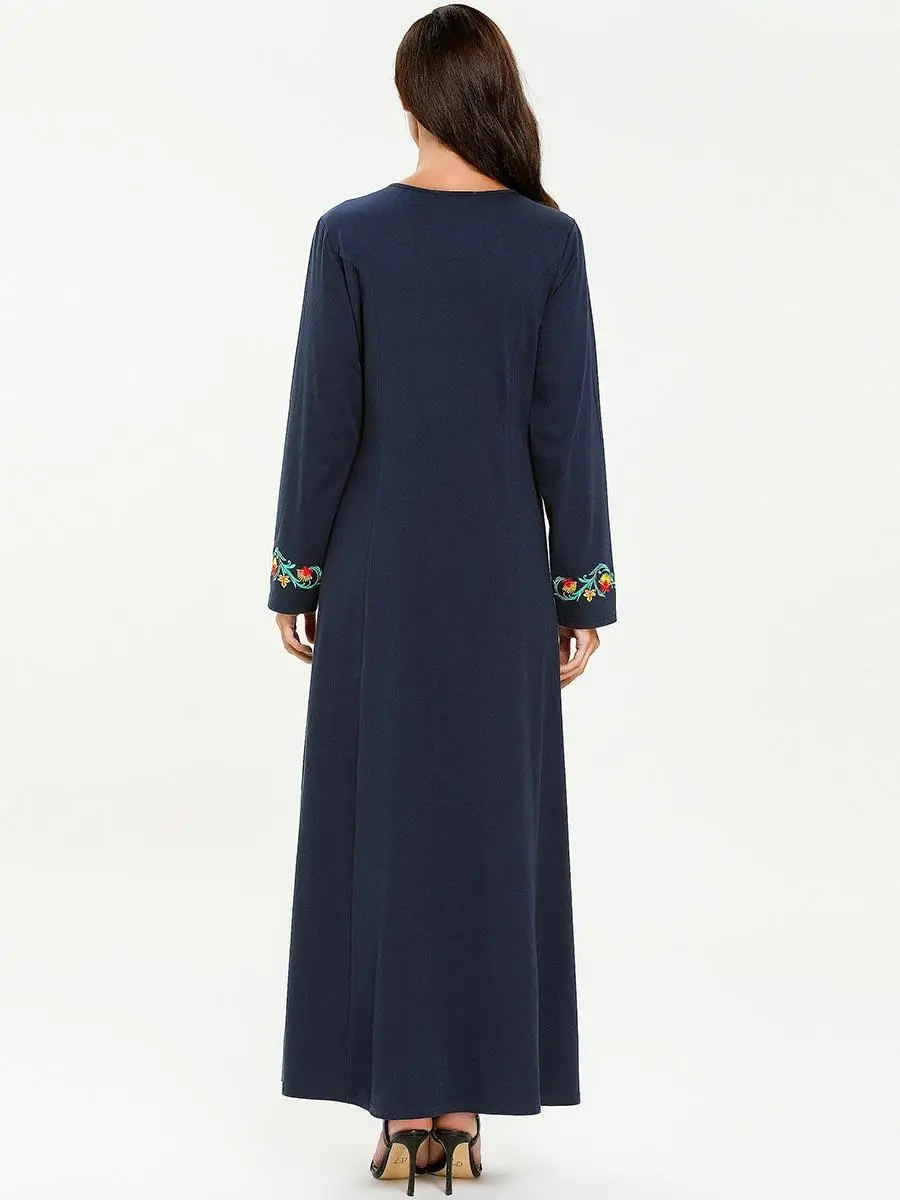 Дубай абайя вышивка длинное платье Вязание Кафтан Макси халат мусульманских женщин джилбаб Исламская одежда этнические арабские Малайзии Рамадан