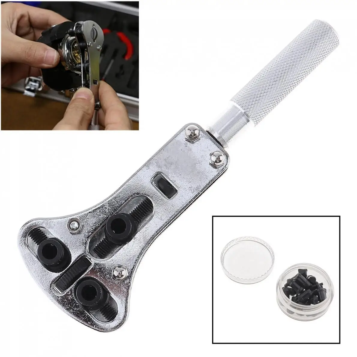 

1set Professional Three Claw Opener Watches / Clocks Repair Tool with Steel Teeth and Max Opening 37mm for Home / Office Use