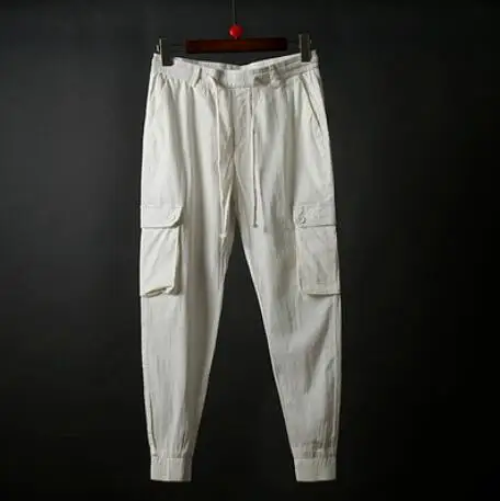 Overalls men's summer thin section elastic casual sports pants trend beam foot male Korean version of slim pants