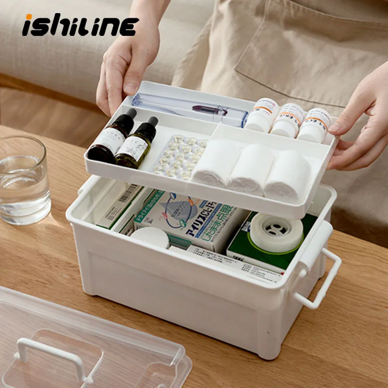 

1PCS Multi-layered Family First Aid Kit Box Medicine Medical Storage Box Medical Plastic Drug Gathering Organizer Boxes