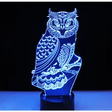 3D LED ночник духовная сова с 7 видов цветов лампа для украшения