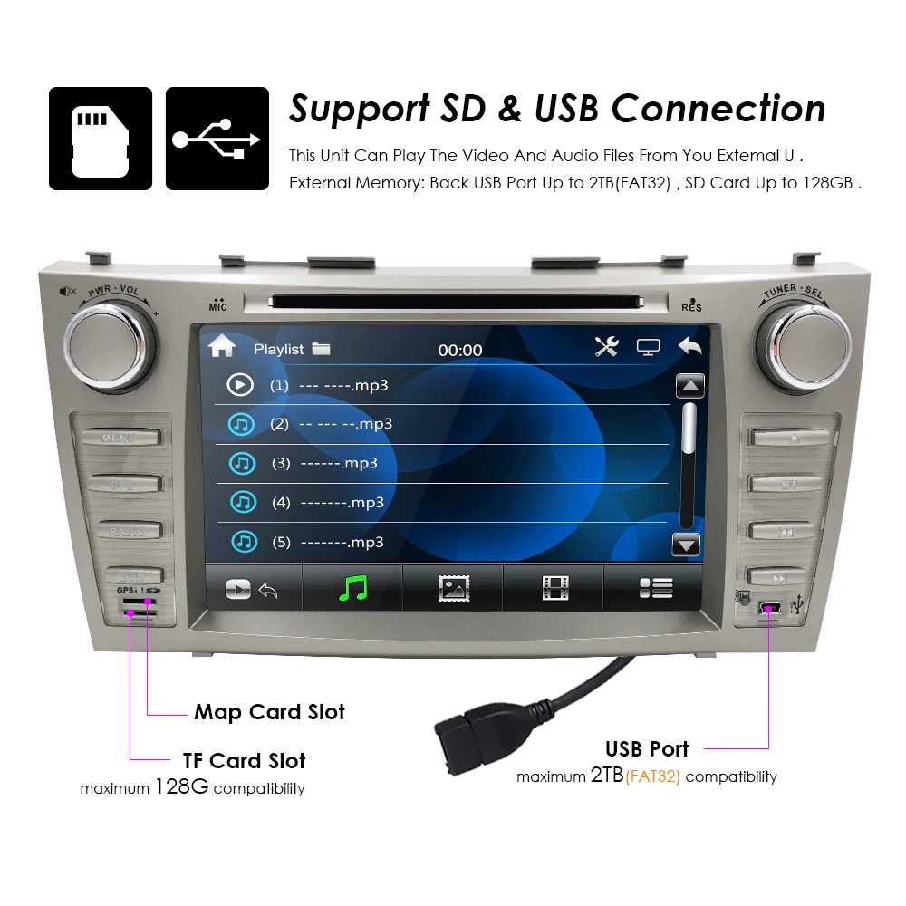 Excellent Hizpo 8inch"AutoRadio 2Din Head Unit Car DVD For Toyota Camry 2007-2011 Aurion 2006 Multimedia GPS Audio Stereo NAVI Player USB 3