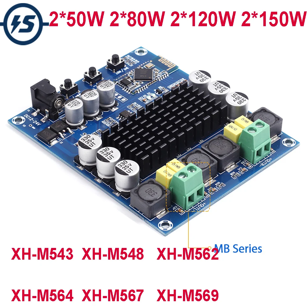

Power Bluetooth Digital Amplifier Module 2*50W 2*80W 2*120W 2*150W Dual Channel TPA3116D2 Audio Stereo Digital Amplifier