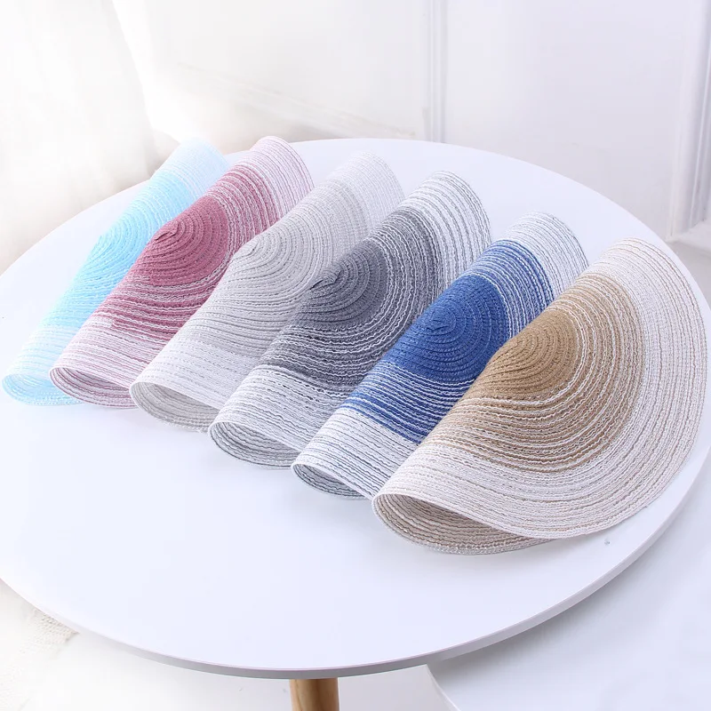 

Round Woven Placemats Cotton Yarn Kitchen Dining Table Mats Anti-skid Disc Bowl Pads Waterproof Heat Resistant Drinks Coasters