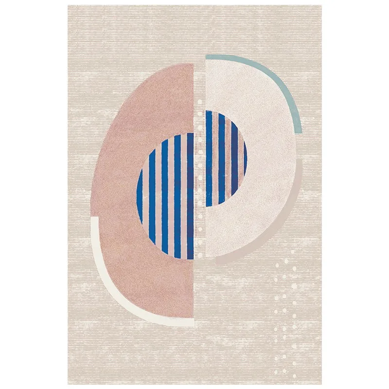 Discount Pink color post-modern  decoration coffee table carpet  Nordic style big size bedside rug, INS geometric living room rug 4