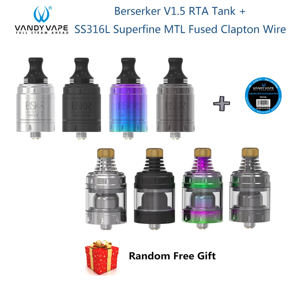 Оригинальный Vandy vape Berserker V1.5 RTA танк и SS316L Сверхтонкий MTL плавленый Clapton провод
