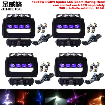 

Free Shipping 4pcs/lot High Brightness 16x15W 4in1 RGBW LED Moving Head Spider Moving Head Led Dj Light With DMX512 16/32/80 CH