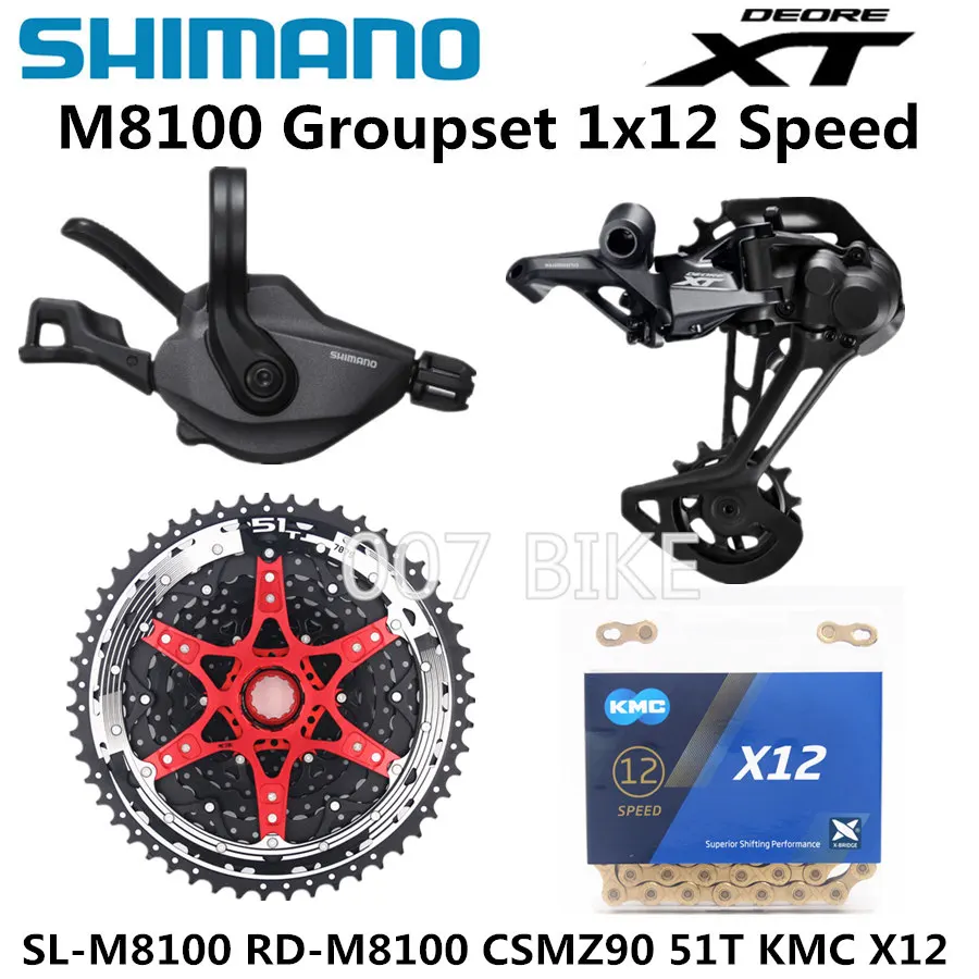 

SHIMANO DEORE XT M8100 Groupset MTB Mountain Bike 1x12-Speed CSMZ903 11-51T SL+RD+CSMZ90+X12 M8100 shifter Rear Derailleur
