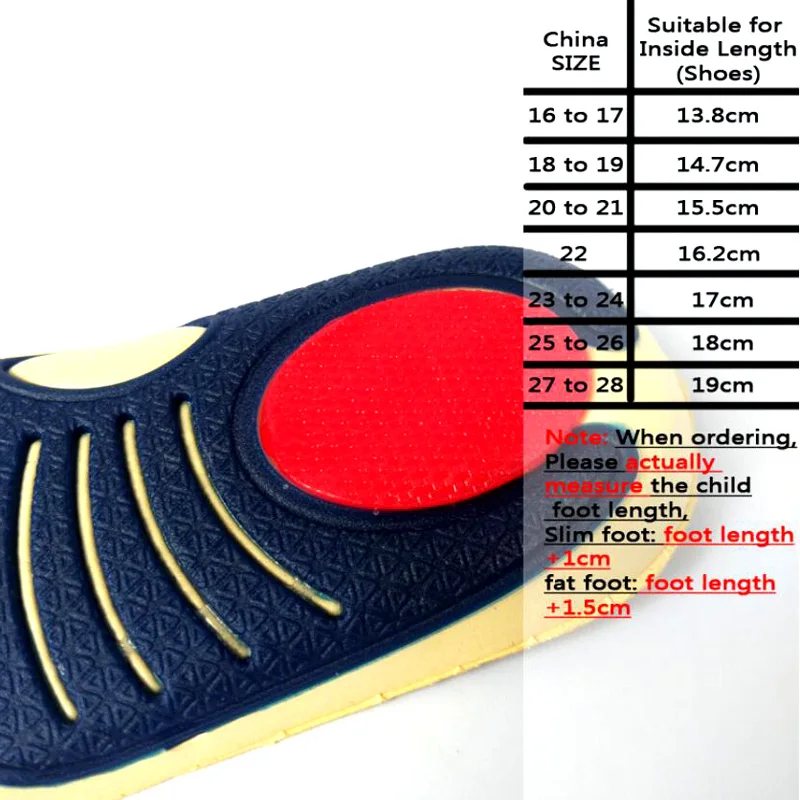 JUP 1 Pair Kids Boys Girl Children's foot pads Care Children  function Insoles Silicon Insoles Shock Absorption soft Comfortable