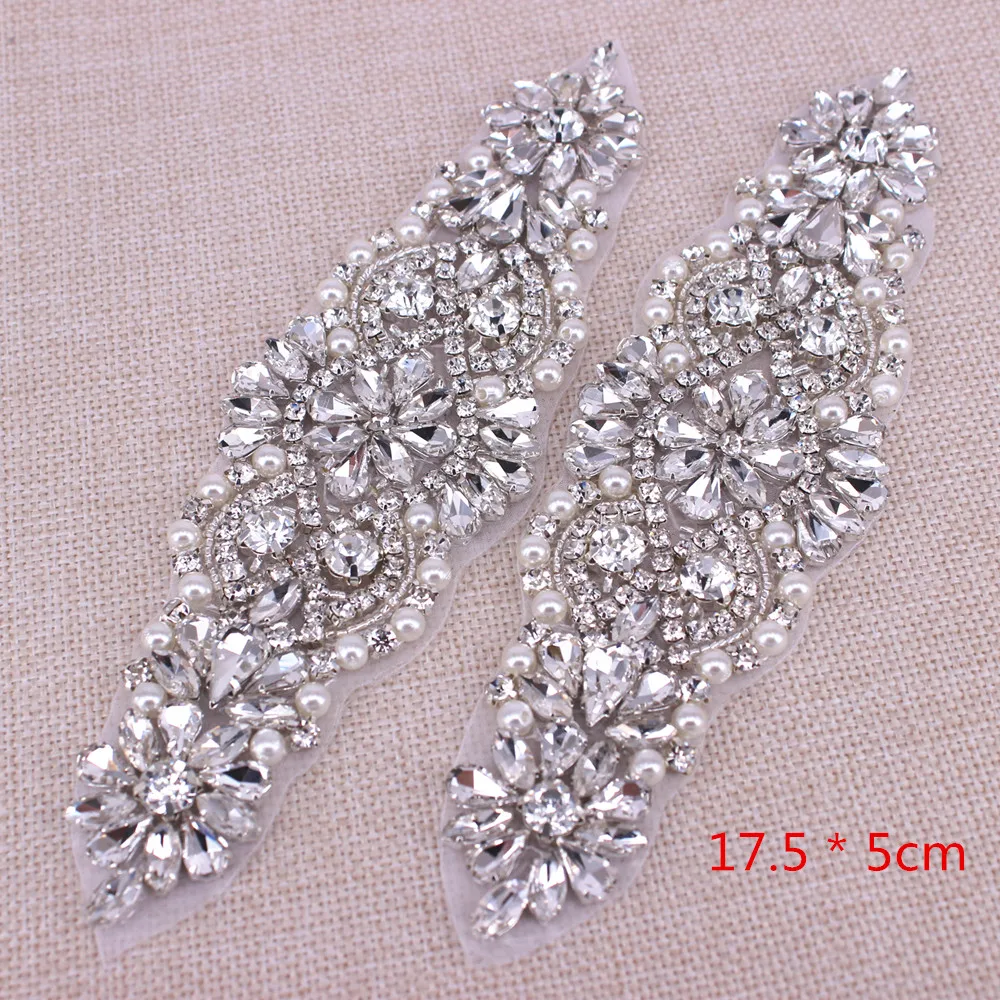 17.5X5cm Elegant Handmade Hot Fix Sewing Rhinestone Applique Fashion Clothes Shoes Sandal Hats Party Dress Bridal Sash Jewelry Jewelry Findings