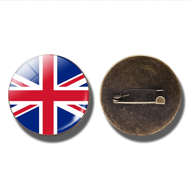 United Kingdom Европейский Национальный флаг значок булавка Франция Италия Испания Польша Нидерланды Россия Ирландия страна брошь в виде флага кабошон ювелирные изделия - Окраска металла: United Kingdom