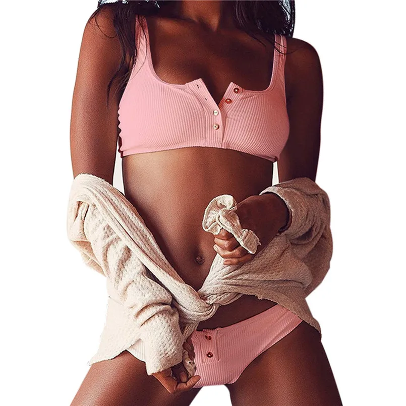 

Fashion Ladies' single-button pink split suit Push-Up Padded Bra off shoulder one piece bathing suit underwear set 40mr04