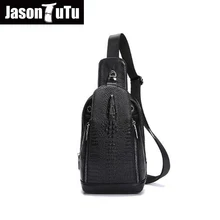 Джейсон пачка натуральная кожа сумки для мужчин груди небольшие пакеты сумки через плечо мужской кожа s сумочка Аллигатор черный Crossbody hn37